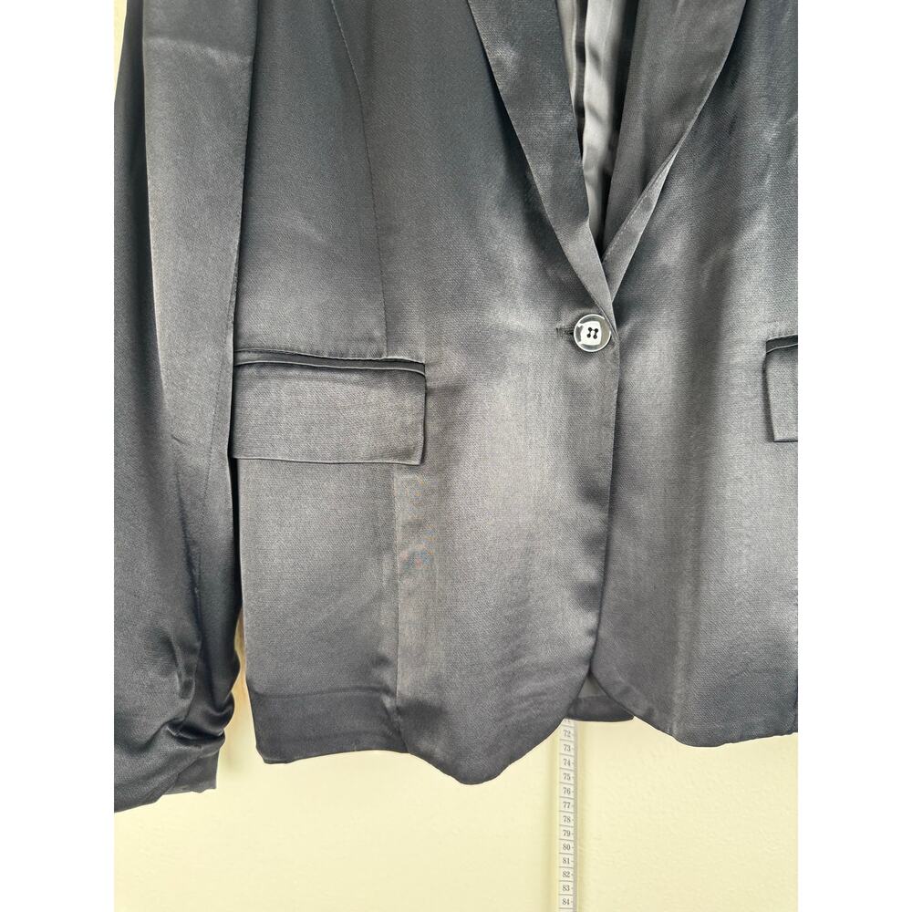 Michael Stars Black Satin Single Breasted Blazer Large - Picture 6 of 12